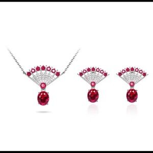 Gorgeous ruby and clear Swarovski elements set on silver #210